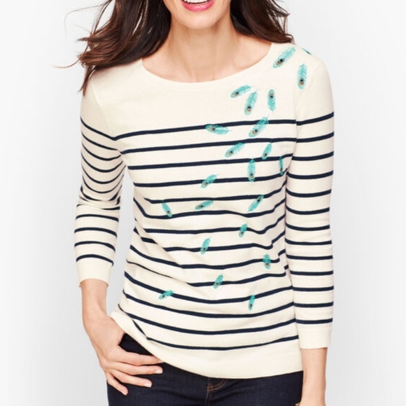 Talbots Sweaters - NEW TALBOTS peacock feather stripe 3/4 sweater